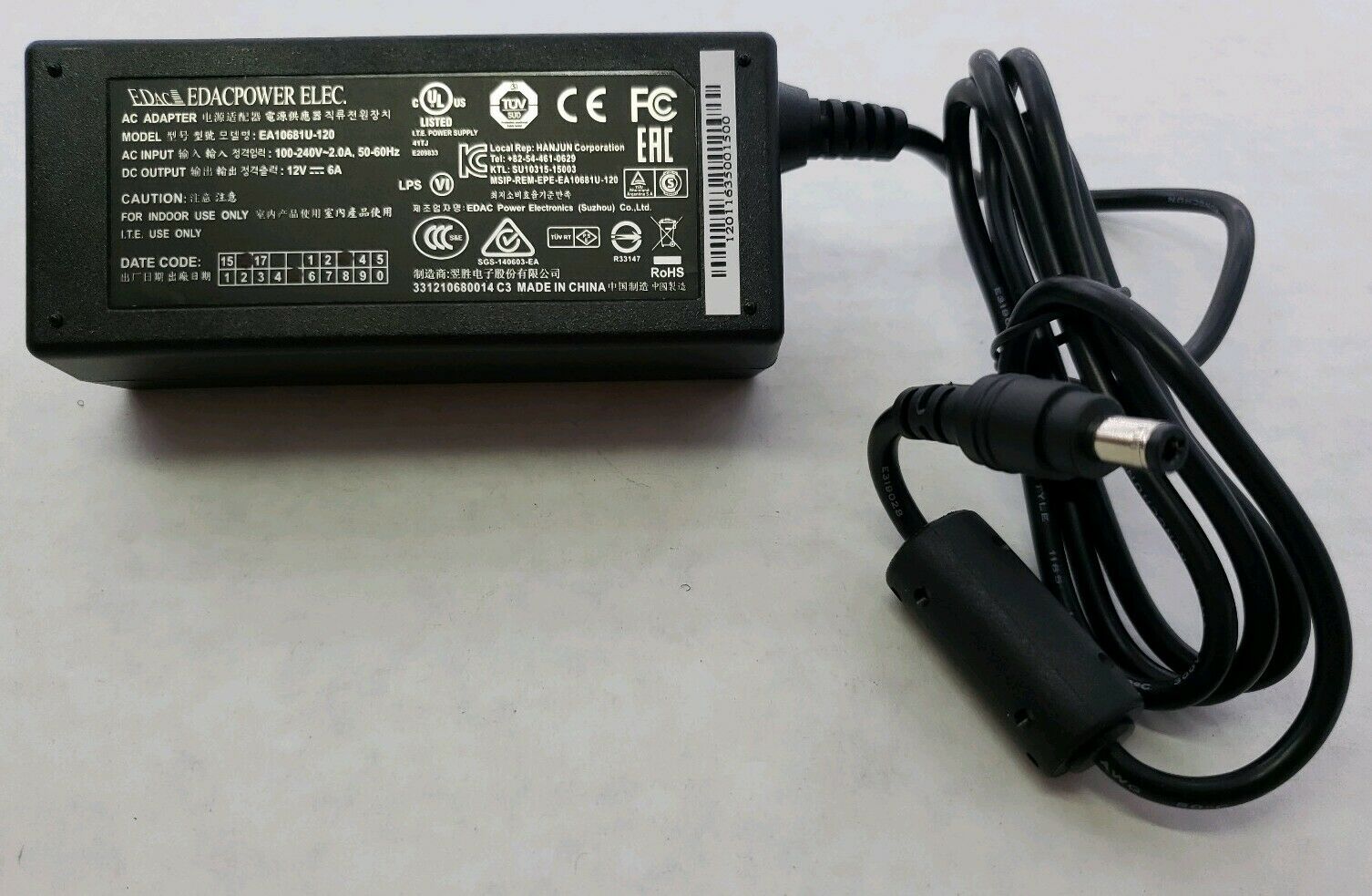 *Brand NEW* Genuine EDACPOWER ELEC 12V 6A EA10681U-120 AC Power Adapter - Click Image to Close